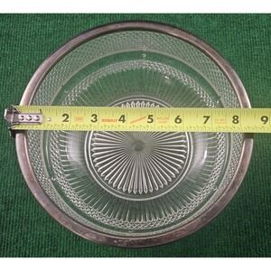 Vintage Crystal Glass Bowl Silver Rimmed Serving Dish Decorative Accent